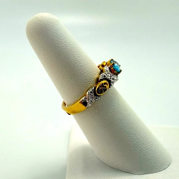 Host Pick! Sky Blue Topaz Ring, 925 Silver, Gold Plated Ring, Adjustable, Dainty